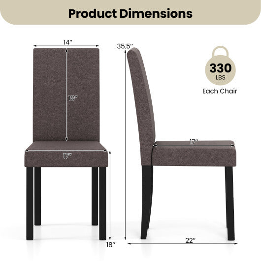 Set of 2 Dining Chair Mid-Century Modern Fabric Upholstered Parson Chairs-Brown