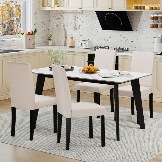 Set of 2 Dining Chair Mid-Century Modern Fabric Upholstered Parson Chairs-Brown