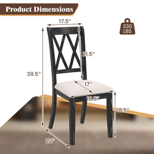 Dining Chairs Set of 2 Kitchen Side Chairs with Curved Cross Back-Beige
