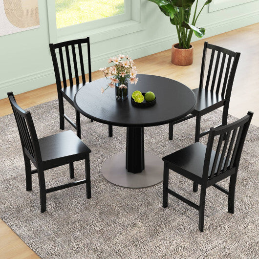 Rustic Dining Chairs Set of 2 Wooden Kitchen Chairs with Slat Tilt Backrest-black