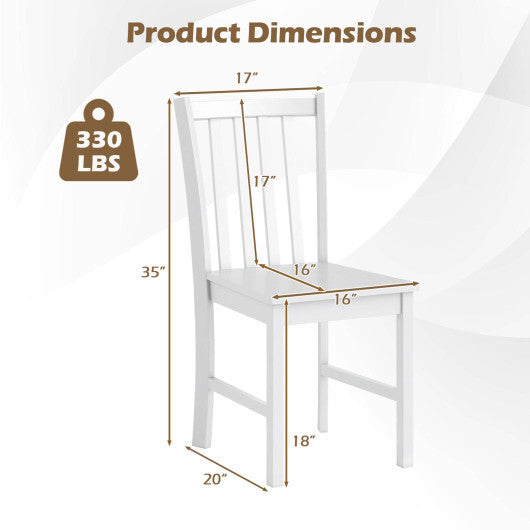 Rustic Dining Chairs Set of 2 Wooden Kitchen Chairs with Slat Tilt Backrest-black