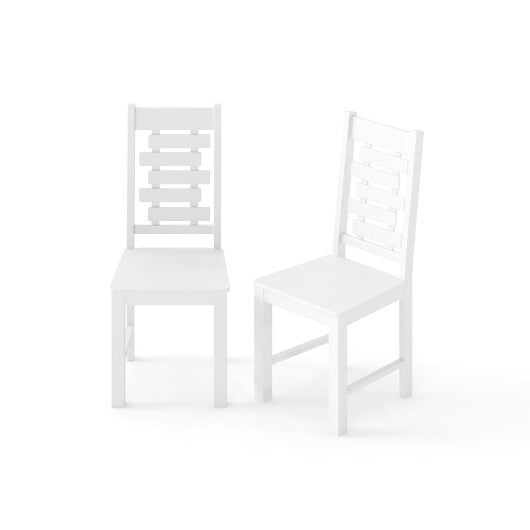 Wooden Dining Chair Set of 2 Solid Rubber Wood Kitchen Chairs-White W2B