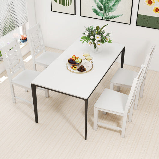 Wooden Dining Chair Set of 2 Solid Rubber Wood Kitchen Chairs-White W2B