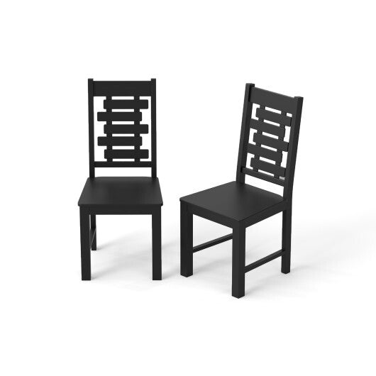 Wooden Dining Chair Set of 2 Solid Rubber Wood Kitchen Chairs-White W2B