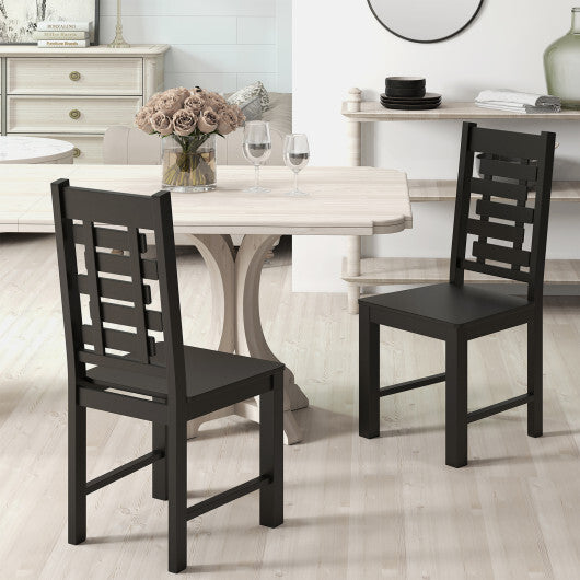 Wooden Dining Chair Set of 2 Solid Rubber Wood Kitchen Chairs-White W2B