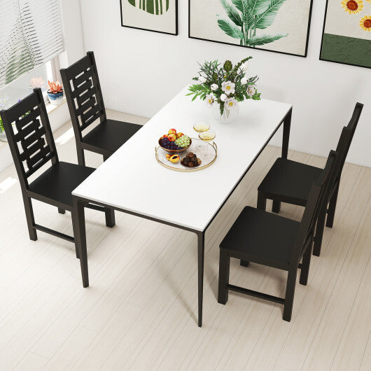 Wooden Dining Chair Set of 2 Solid Rubber Wood Kitchen Chairs-White W2B