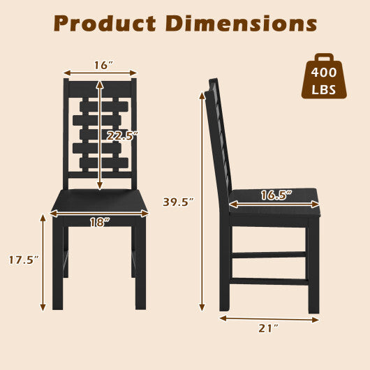 Wooden Dining Chair Set of 2 Solid Rubber Wood Kitchen Chairs-White W2B