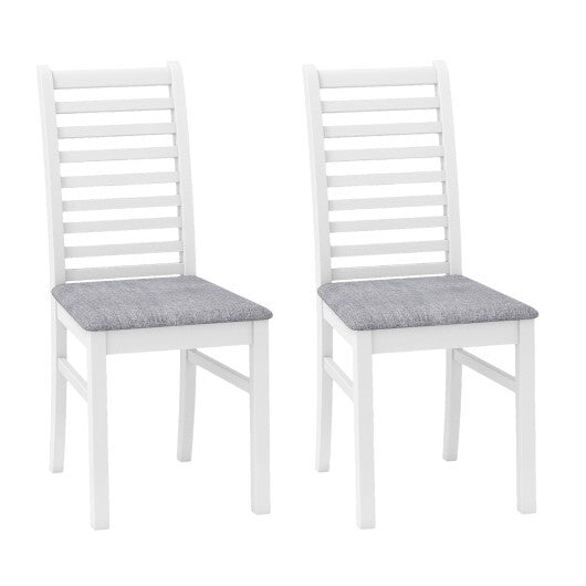 Set of 2 Wooden Dining Chair with Rubber Wood Legs for Living Room-White