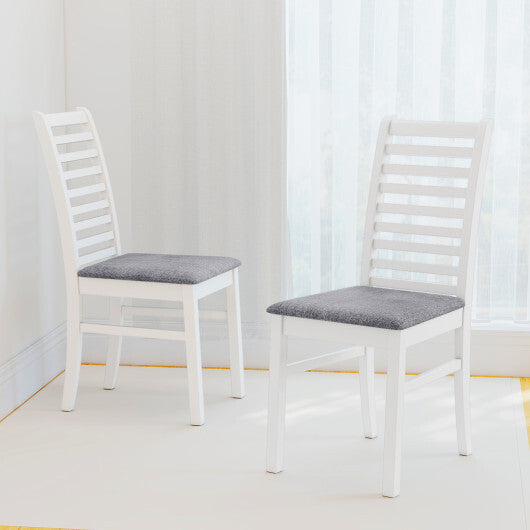 Set of 2 Wooden Dining Chair with Rubber Wood Legs for Living Room-White