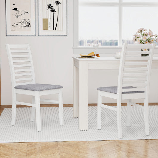 Set of 2 Wooden Dining Chair with Rubber Wood Legs for Living Room-White