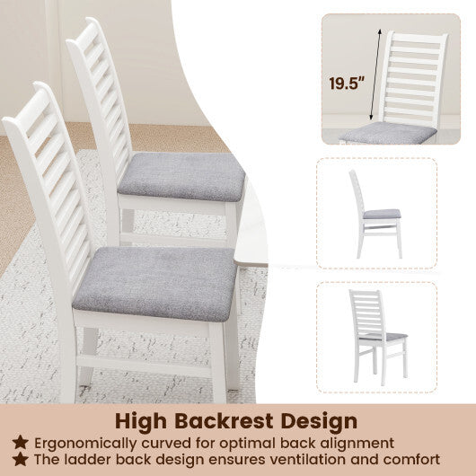 Set of 2 Wooden Dining Chair with Rubber Wood Legs for Living Room-White