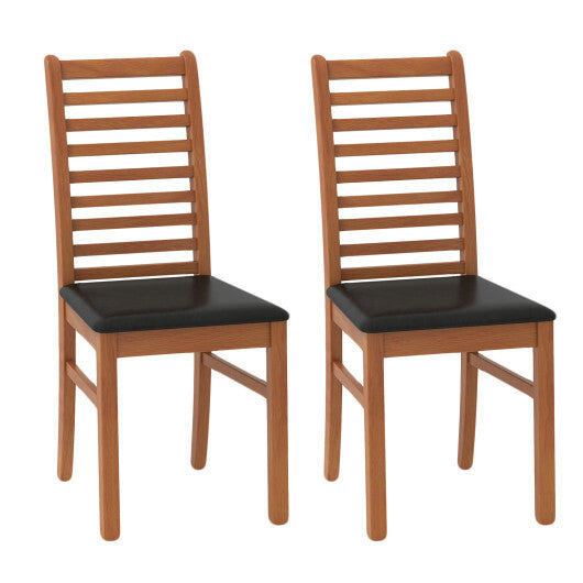 Set of 2 Wooden Dining Chair with Rubber Wood Legs for Living Room-White