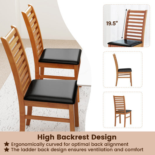 Set of 2 Wooden Dining Chair with Rubber Wood Legs for Living Room-White