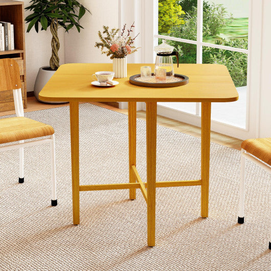 Foldable Dining Table for 2-4 People with Rubber Wood Legs for Small Space-Walnut
