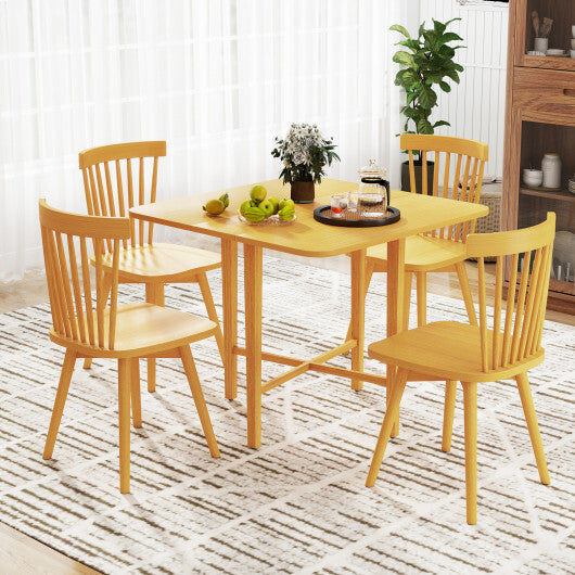 Foldable Dining Table for 2-4 People with Rubber Wood Legs for Small Space-Walnut