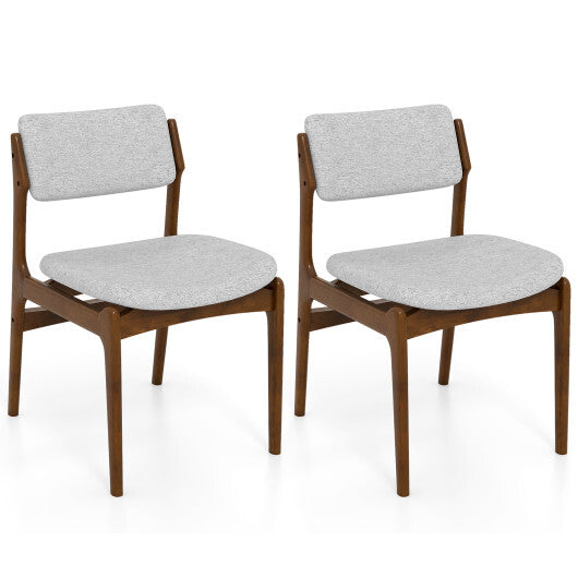 Modern Padded Dining Chairs with Rubber Wood Legs Set of 2-Brown