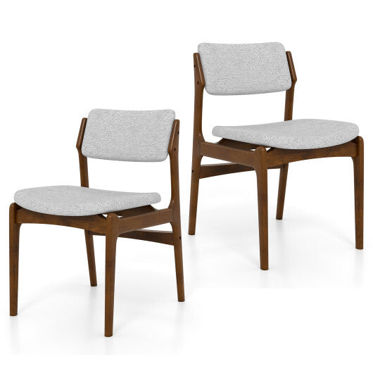 Modern Padded Dining Chairs with Rubber Wood Legs Set of 2-Brown W2B