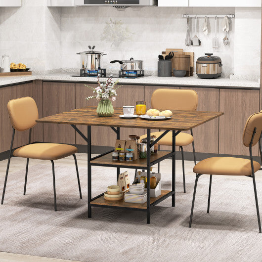 47 Inch Rectangular Dining Table with 2 Open Storage Shelves and Sturdy Metal Legs for 4-6-Rustic Brown costway2 W2B