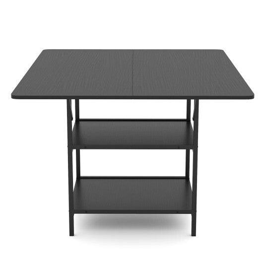 47 Inch Rectangular Dining Table with 2 Open Storage Shelves and Sturdy Metal Legs for 4-6-Rustic Brown costway2 W2B