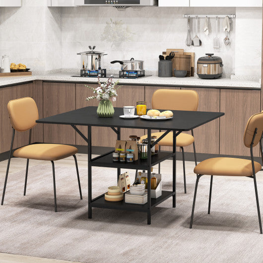 47 Inch Rectangular Dining Table with 2 Open Storage Shelves and Sturdy Metal Legs for 4-6-Rustic Brown costway2 W2B