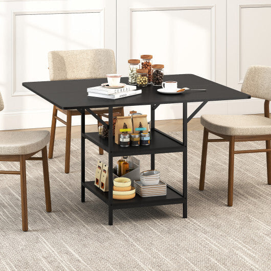 47 Inch Rectangular Dining Table with 2 Open Storage Shelves and Sturdy Metal Legs for 4-6-Rustic Brown costway2 W2B