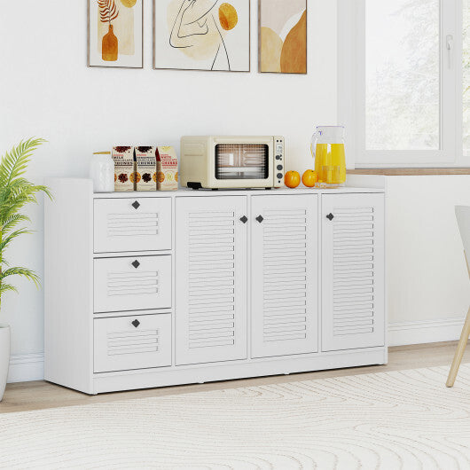 Buffet Cabinet with Storage Modern Sideboard Cabinet with 3 Doors-White