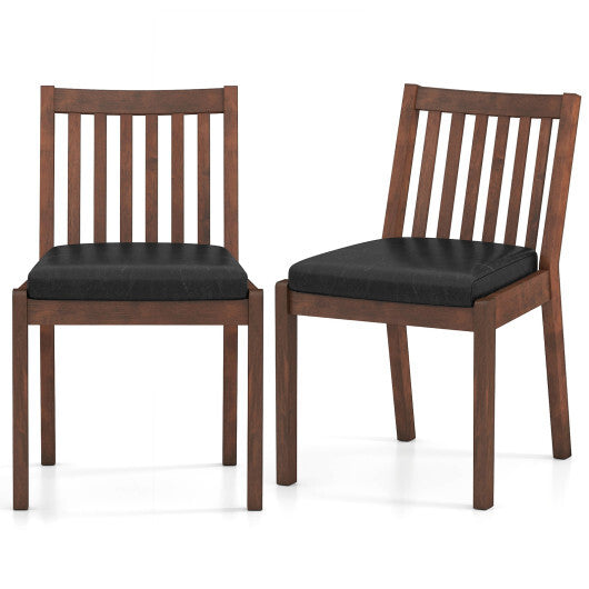 PU Leather Upholstered Dining Chair with Padded Seat Set of 2-Espresso