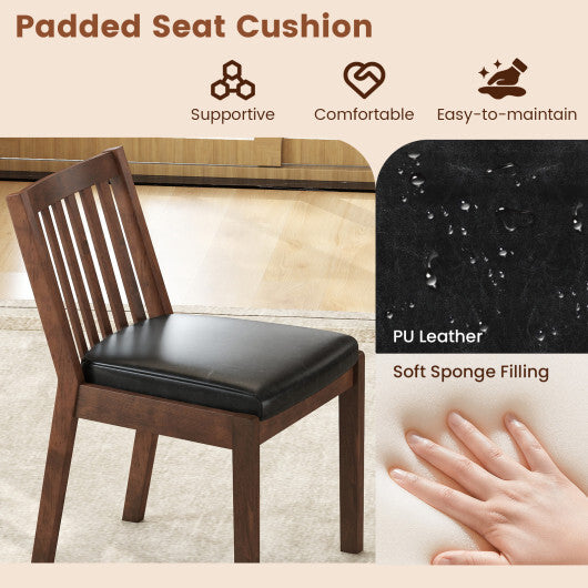 PU Leather Upholstered Dining Chair with Padded Seat Set of 2-Espresso