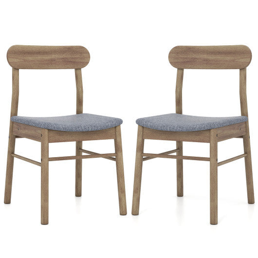 Fabric Upholstered Kitchen Armless Dining Chairs with Rubber Wood Frame Set of 2-Oak