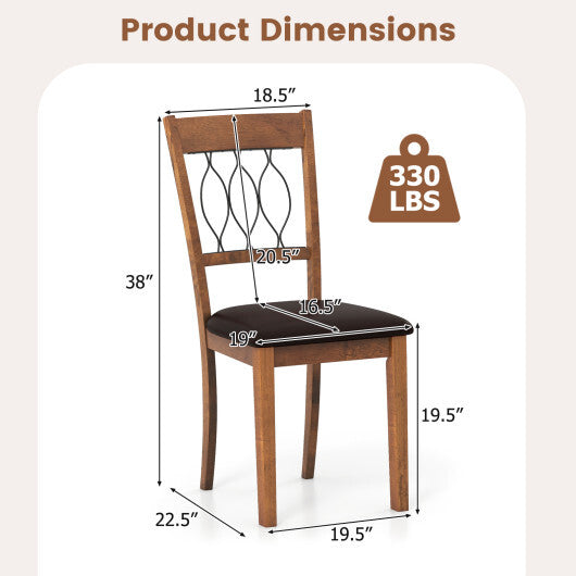Set of 2 Dining Chair Fabric/Faux Leather Upholstered with Padded Seat-Walnut