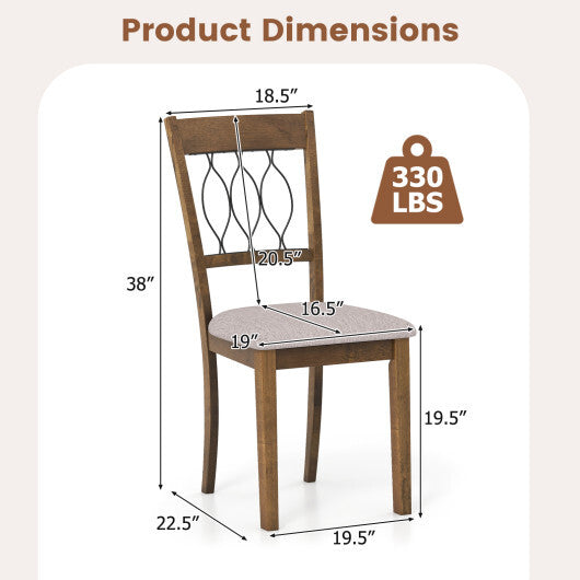 Set of 2 Dining Chair Fabric/Faux Leather Upholstered with Padded Seat-Walnut