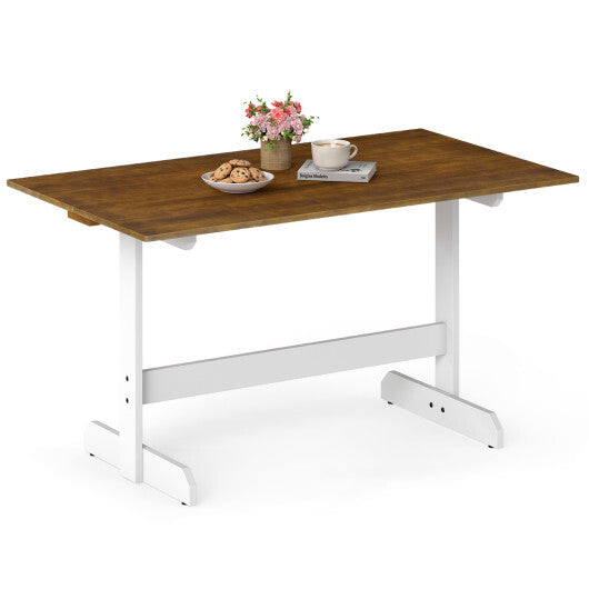 55 Inch Dining Table for 4-6 People Rectangular Kitchen Table with Solid Wood Trestle Base-Walnut W2B