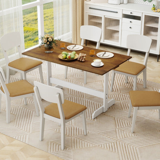 55 Inch Dining Table for 4-6 People Rectangular Kitchen Table with Solid Wood Trestle Base-Walnut W2B