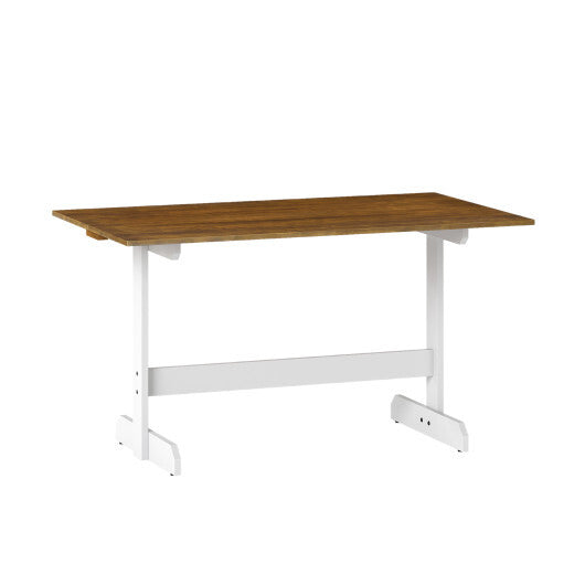 55 Inch Dining Table for 4-6 People Rectangular Kitchen Table with Solid Wood Trestle Base-Walnut W2B