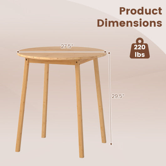 27.5 Inch Round Bamboo Dining Table for 2-4 Person-Natural W2B