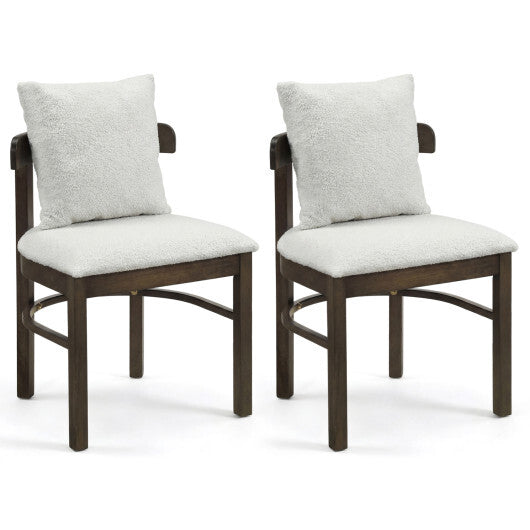 Fabric Upholstered Wood Dining Chairs Set of 2 with Removable Pillow-Gray W2B