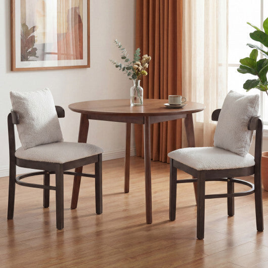 Fabric Upholstered Wood Dining Chairs Set of 2 with Removable Pillow-Gray W2B