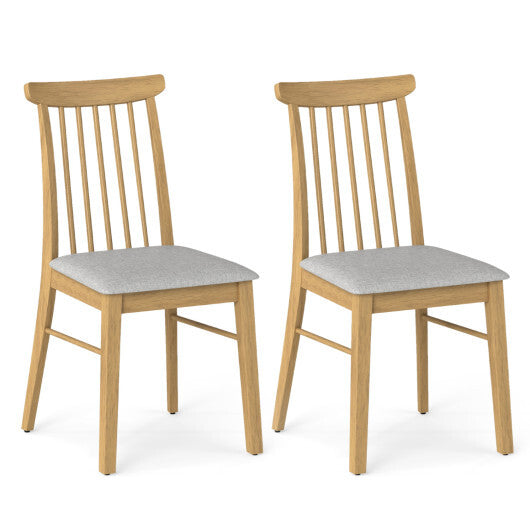 Dining Chairs Set of 2 Fabric Upholstered Kitchen Armless Chairs with Rubber Wood Frame-Natural W2B