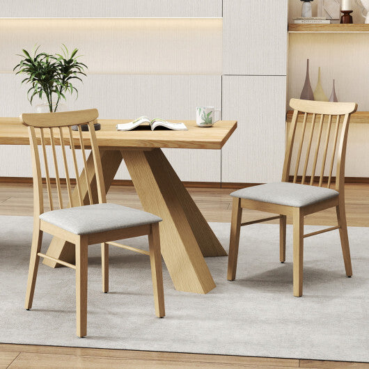 Dining Chairs Set of 2 Fabric Upholstered Kitchen Armless Chairs with Rubber Wood Frame-Natural W2B