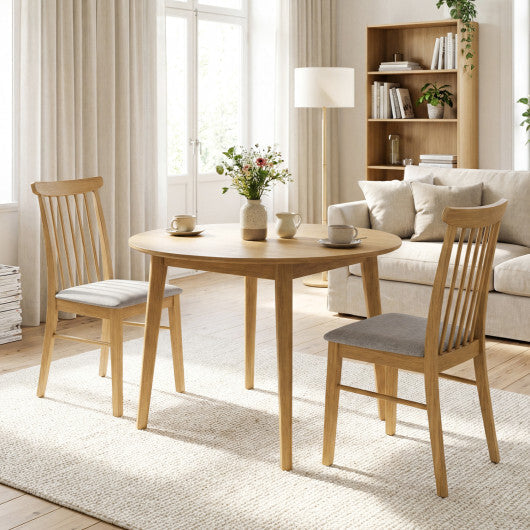Dining Chairs Set of 2 Fabric Upholstered Kitchen Armless Chairs with Rubber Wood Frame-Natural W2B