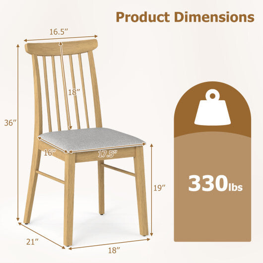 Dining Chairs Set of 2 Fabric Upholstered Kitchen Armless Chairs with Rubber Wood Frame-Natural W2B