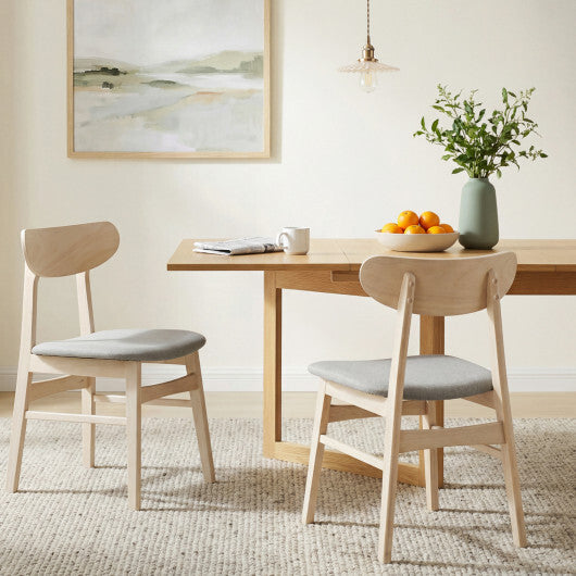 Dining Chair Set of 2 Fabric Upholstered Kitchen Armless Chairs-Natural W2B
