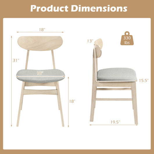 Dining Chair Set of 2 Fabric Upholstered Kitchen Armless Chairs-Natural W2B