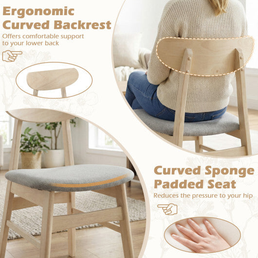Dining Chair Set of 2 Fabric Upholstered Kitchen Armless Chairs-Natural W2B