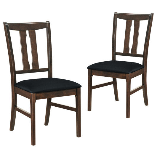 Set of 2 Wooden Upholstered Dining Chairs with High Curved Back-Walnut W2B