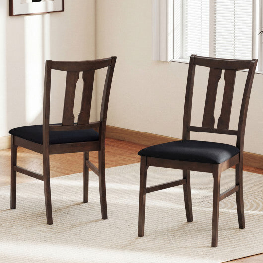 Set of 2 Wooden Upholstered Dining Chairs with High Curved Back-Walnut W2B