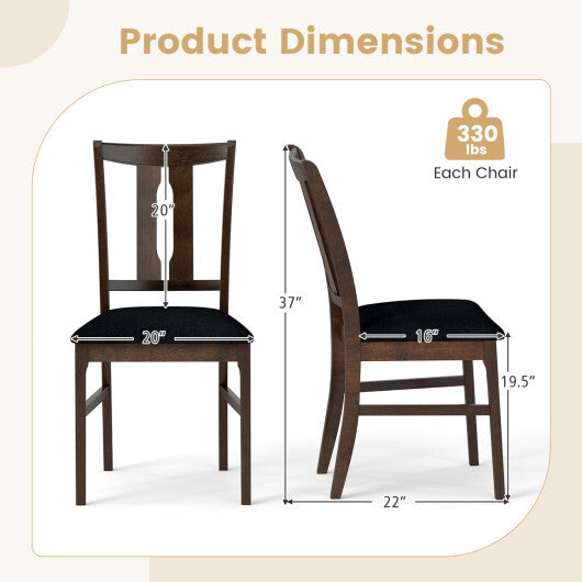 Set of 2 Wooden Upholstered Dining Chairs with High Curved Back-Walnut W2B