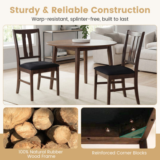 Set of 2 Wooden Upholstered Dining Chairs with High Curved Back-Walnut W2B