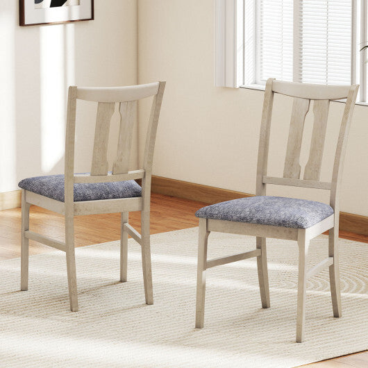 Set of 2 Wooden Upholstered Dining Chairs with High Curved Back-Walnut W2B