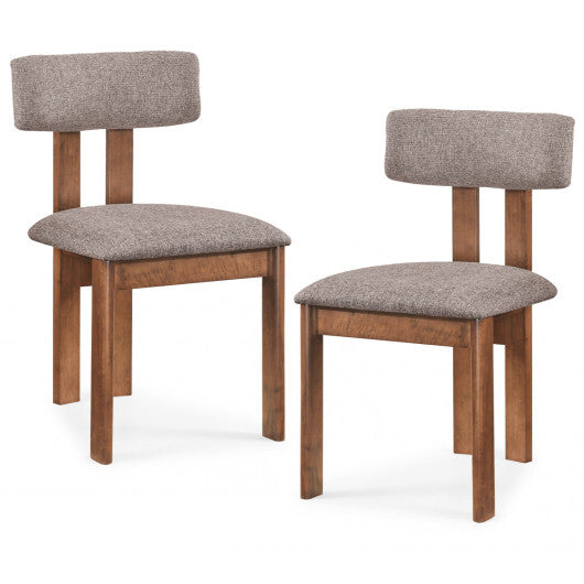Upholstered Rubber Wood Dining Chairs Set of 2 with Curved Backrest-Walnut W2B